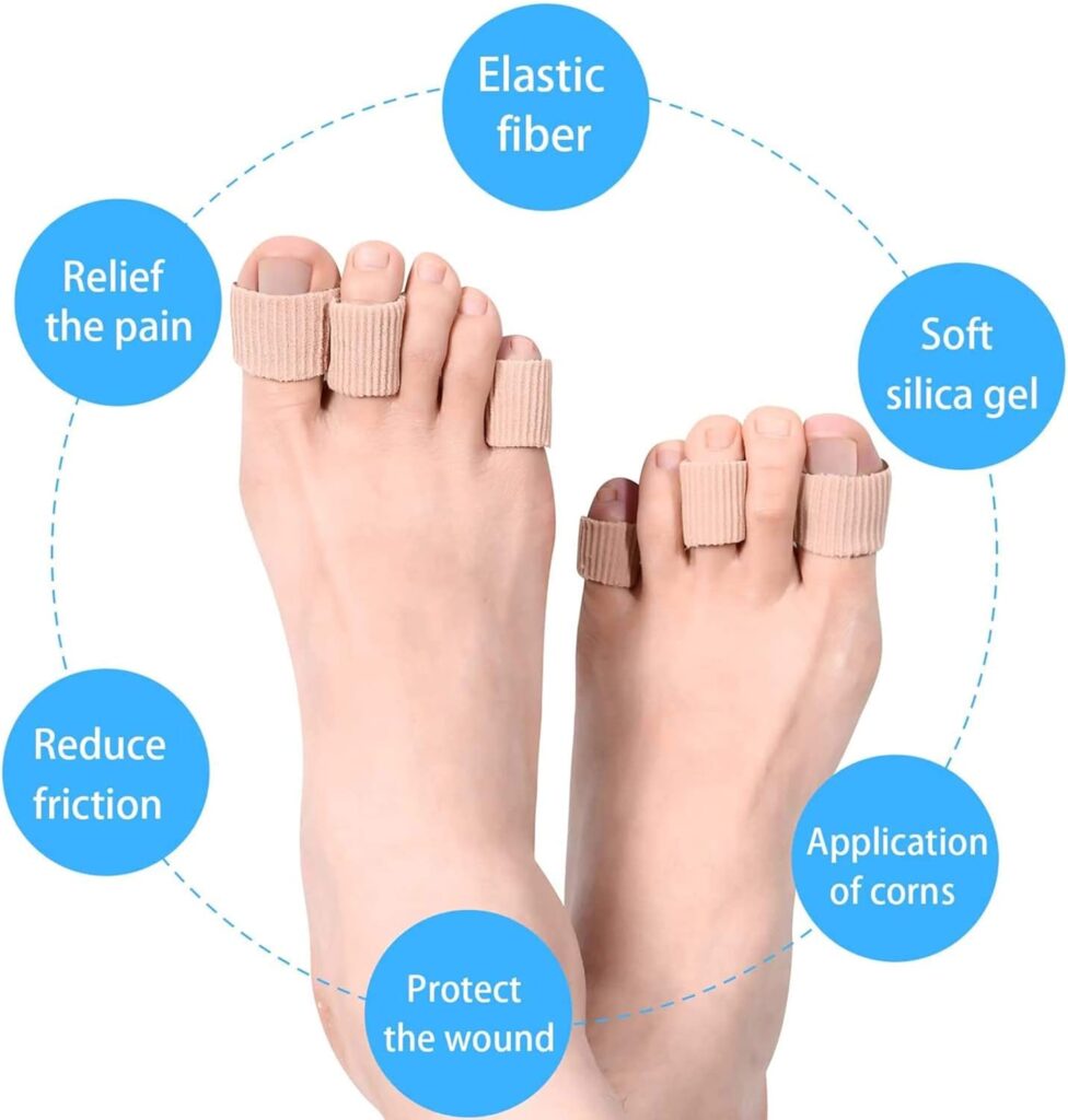 16 Pcs Toe Cushion Tube Toe Tubes Sleeves Soft Gel Corn Pad Protectors for Cushions Corns, Blisters, Calluses, Toes and Fingers(Brown)