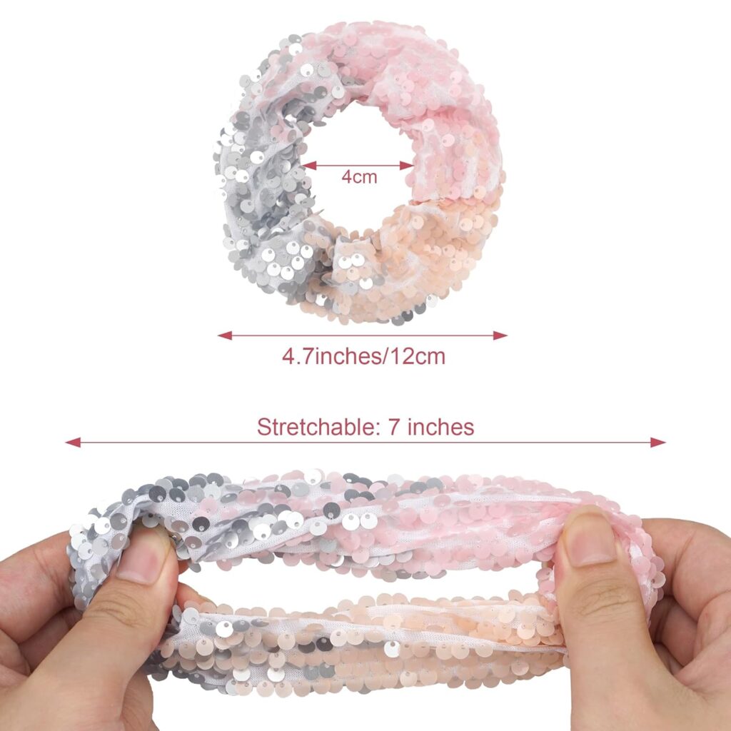 6pcs Silk Hair Scrunchies, Ponytail Holders for Curly Straight Hair,Elastic Hair Scrunchies for Girls and Women