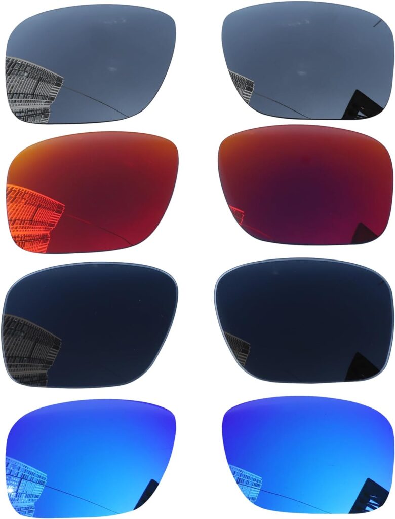 Acefrog 4 Pairs Polarized Replacement Lenses for Oakley Holbrook OO9102 Sunglasses, Perfectly Fit, Shatterproof, Anti-scratch, Value Pack,Black+Star Silver+Winter Sky+Jaffa Orange