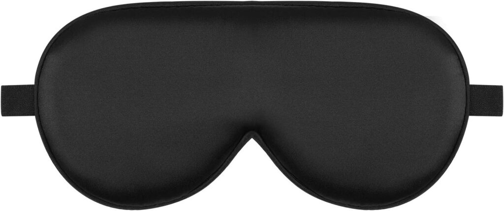 Alaska Bear Sleep Mask Silk Eye Cover with 3D Contoured Filling for Pressure-Free Comfort - Upgrade Over Thin Flat Shades (Black)