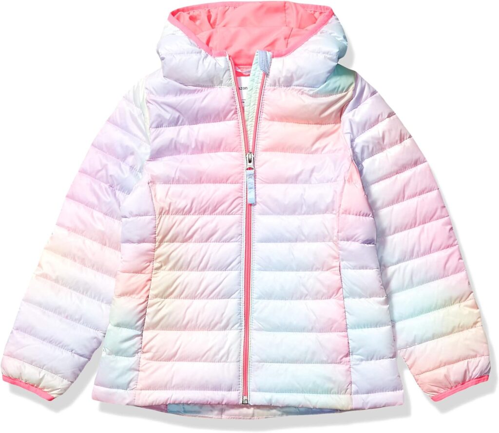 Amazon Essentials Girls and Toddlers Lightweight Water-Resistant Packable Hooded Puffer Jacket