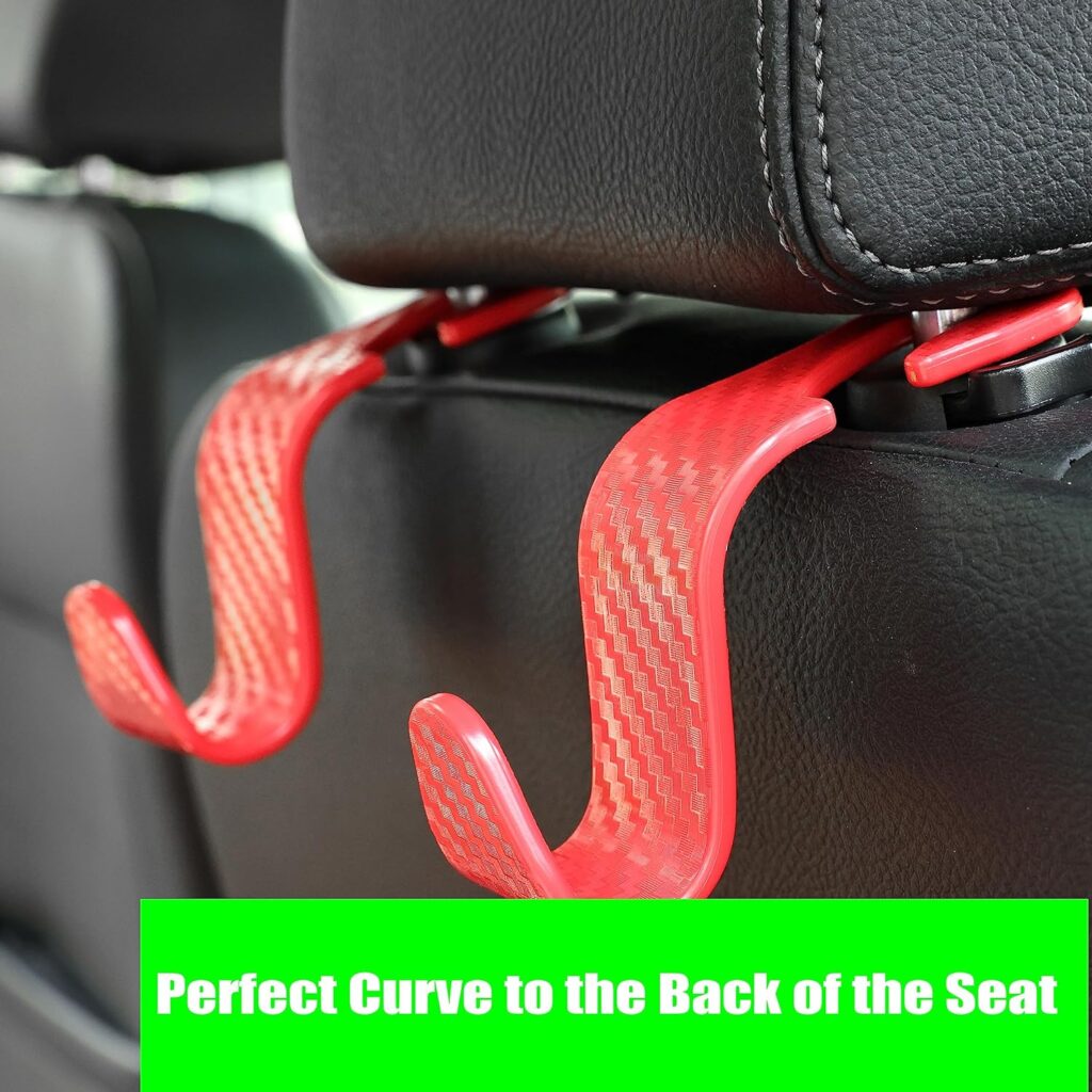 Amooca Car Seat Headrest Hook 4 Pack Hanger Storage Organizer Universal for Handbag Purse Coat fit Universal Vehicle Car Black S Type