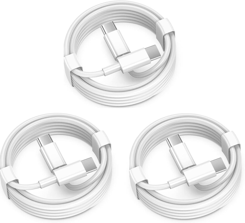 Apple USB C to USB C Charging Cable 6ft 60W 3Pack [Apple MFi Certified], Type C to Type C Fast Charger Cord Compatible for iPhone 15/15 Pro/15 Pro Max/15 Plus,iPad Pro, Air5, MacBook Air (White)