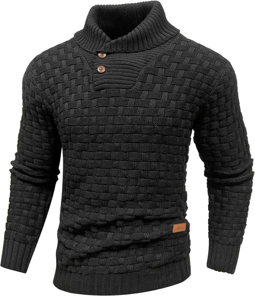 Arcciit Mens Crewneck Long Sleeve Textured Ribbed Edge Pullover Sweaters Knitted Sweater Tops