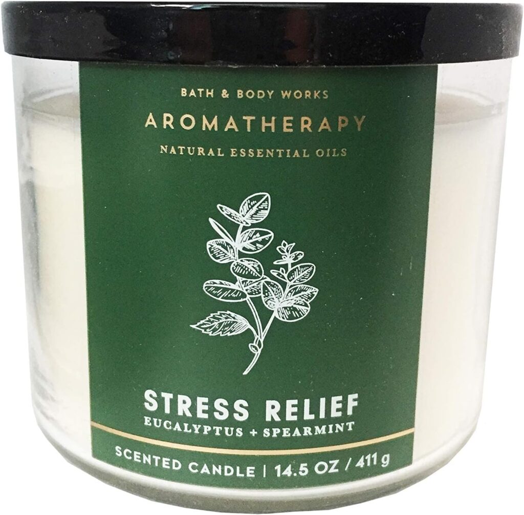 Bath  Body Works, Aromatherapy Stress Relief 3-Wick Candle, Eucalyptus Spearmint