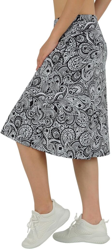 BELE ROY Knee Length Skorts Skirts for Women with Pockets Midi Skirt with Built-in Shorts Golf Tennis Skirt for Casual