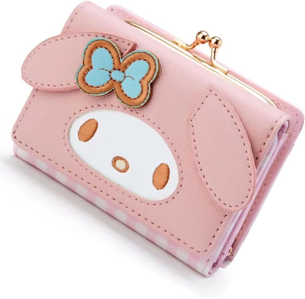 besaset Cute Fashionable Cartoon character Small Wallet Short Ladies Girls Purses Leather Trifold Wallets Money Bag Kids Wallet (pink dog)