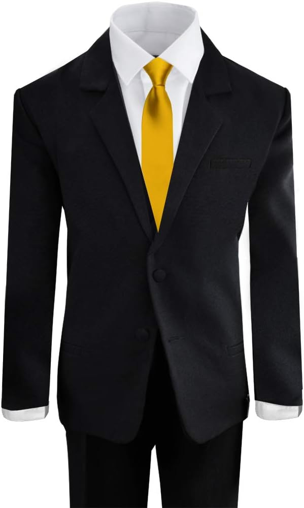 Black n Bianco Boys Formal Black Suit with Shirt and Vest