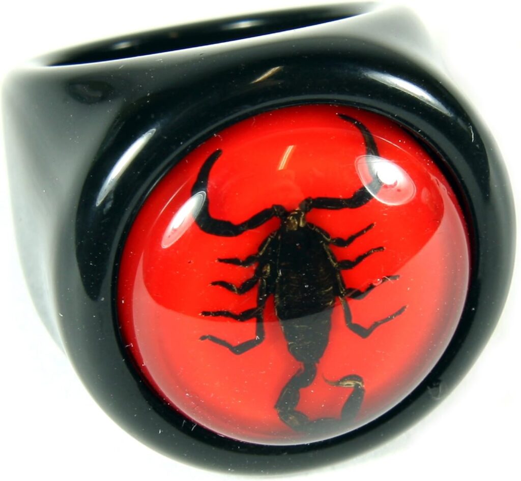 Black Scorpion Black Ring Red Background Size 8