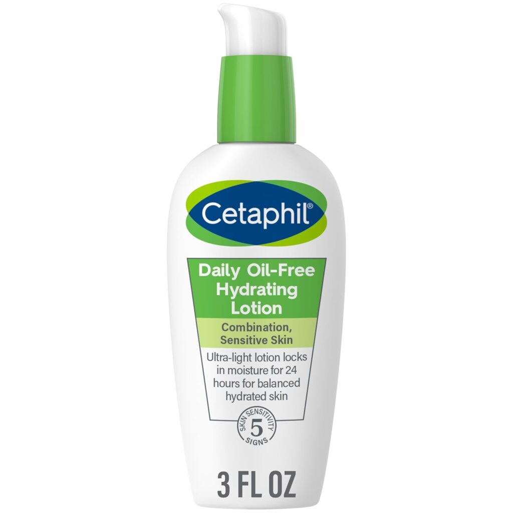 Cetaphil Daily Hydrating Lotion for Face, With Hyaluronic Acid, 3 fl oz, Lasting 24 Hour Hydration, for Combination Skin, No Added Fragrance, Non-Comedogenic