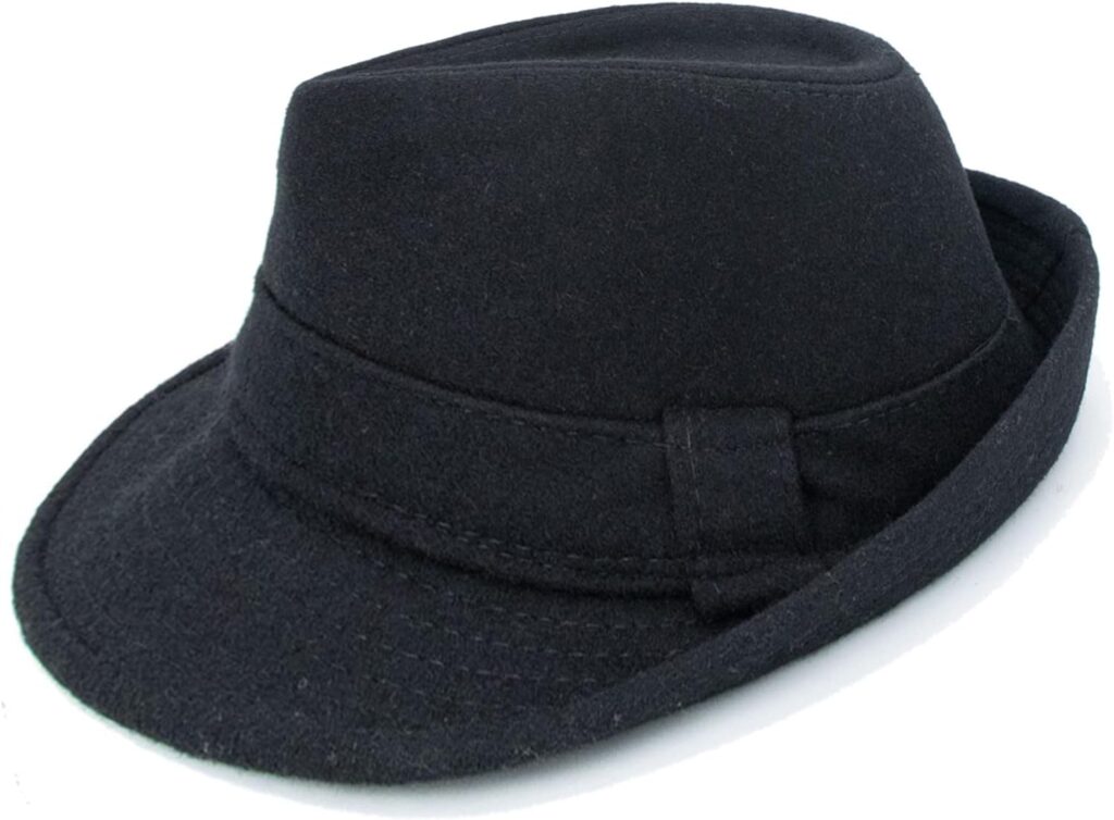 Classic Manhattan Fedora Hat for Men - Unisex Classic Trilby Felt Panama Cap (M-L) Black