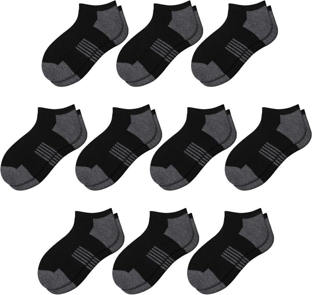 Comfoex 10 Pairs Boys Socks Low Cut Ankle Socks For Kids 8-10 4-6 6-8 Years Old Short Athletic Socks With Cushioned Sole