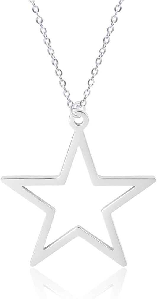 Fashion Simple Hollow Star Pendant Necklace For Men Women Stainless Steel Chain Jewelry Gifts for Boys Girls