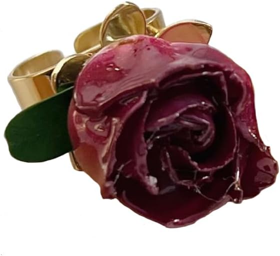 Izpack Retro Rose Flower Statement Open Ring Dried Floral Leaf Adjustable Stacking Wide Finger Bands Promise Eternity Wedding Rings Comfort Fit Enagagement Jewelry Gifts for Women Girls Wife