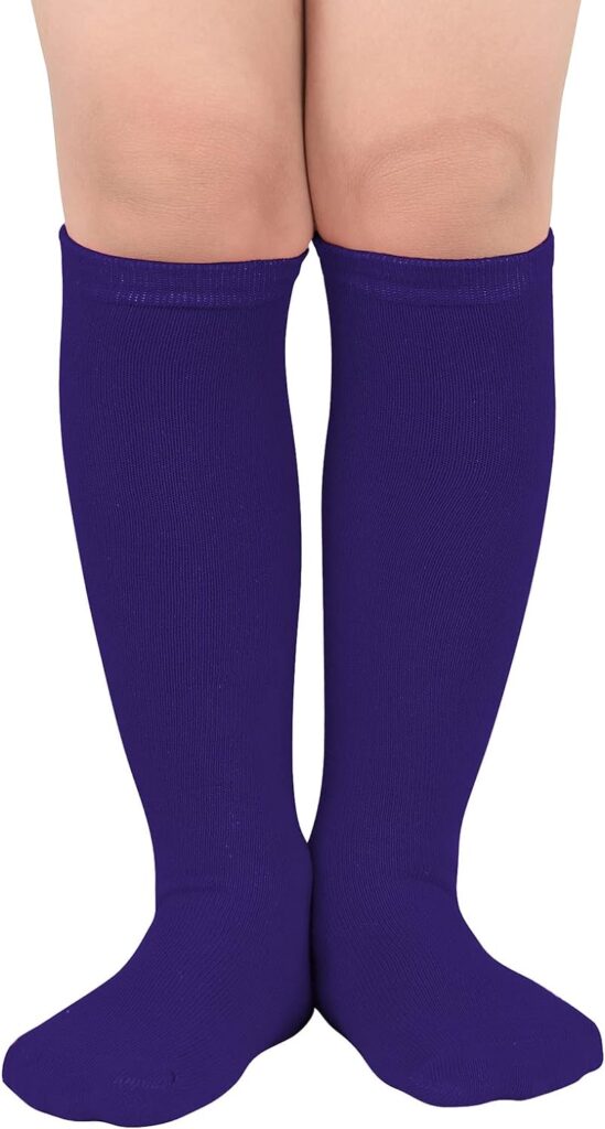 Kids Athletic Bseball Soccer Socks for Toddler Girls Knee High Socks 1 Pack Solid Purple