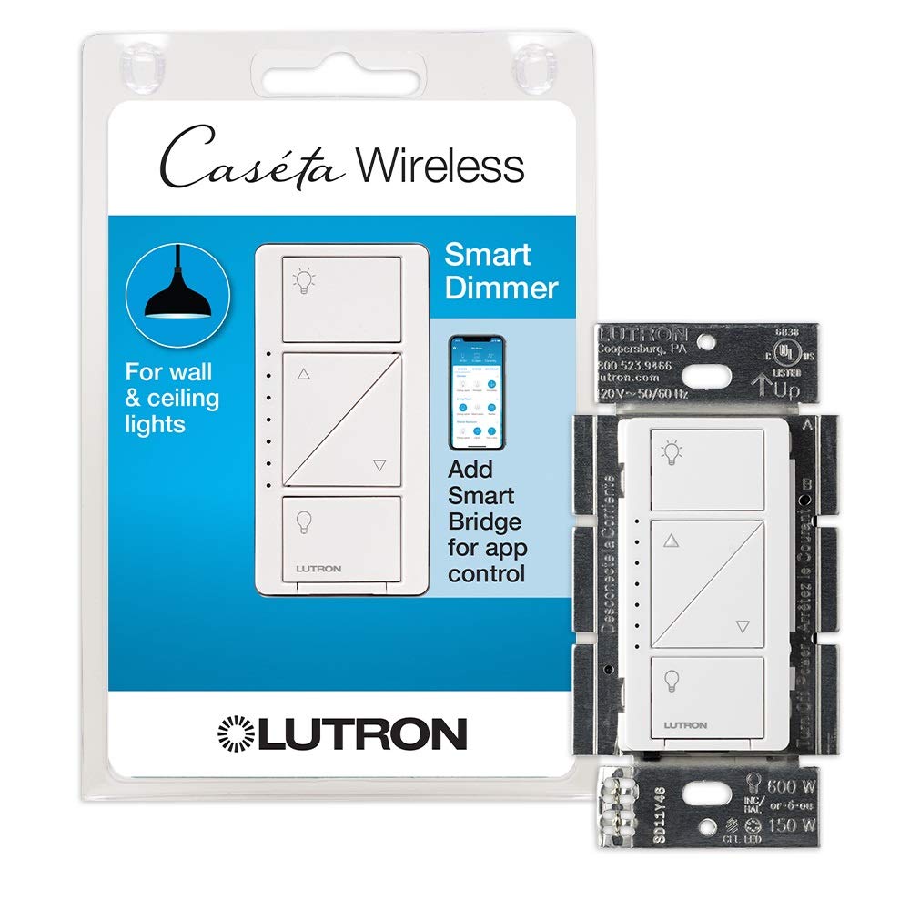 Lutron Caseta Smart Lighting Dimmer Switch for Wall and Ceiling Lights | PD-6WCL-WH | White