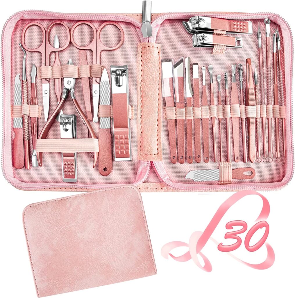 Manicure Set 30 in 1 Nail Clipper set, REDFLOW nail clippers, fingernail  toenail clippers, Manicure Tools, pedicure tools, Suitable for Travel Manicure Kit, Nail Set Kit With Everything Profe