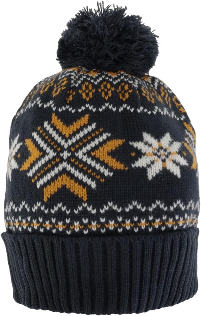 MAXWISEWinter Wool Hat, Warm Wool Lined Knitted Padded Ski Hat with Pom Pom Colorful Knitted Hat for Boys and Girls
