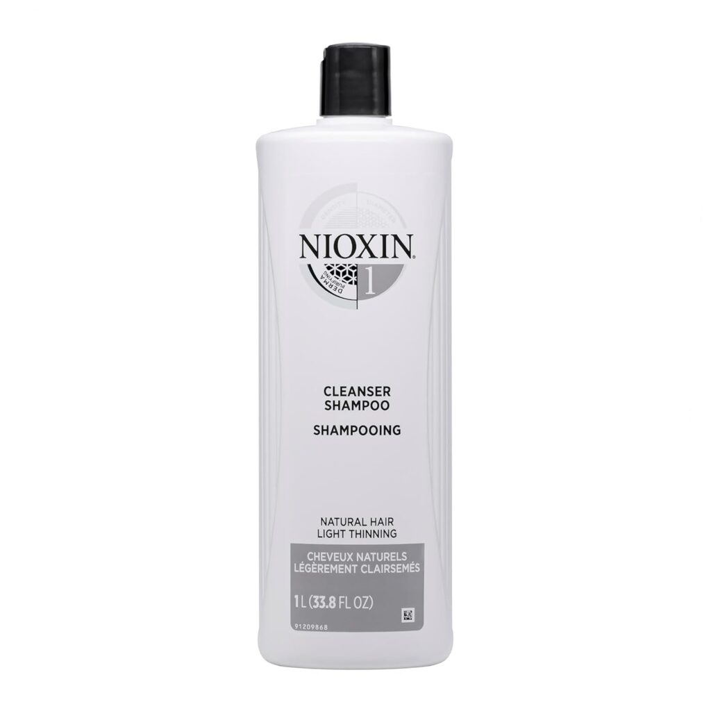 Nioxin System 1 Scalp Cleansing Shampoo with Peppermint Oil, Treats Dry and Sensitive Scalp, Dandruff Relief and Anti-Hair Breakage, For Natural Hair with Light Thinning, 33.8 fl oz