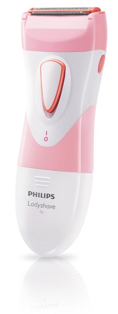 Philips Beauty SatinShave Essential Womens Wet  Dry Electric Shaver for Legs, Cordless, Pink and White, HP6306/50