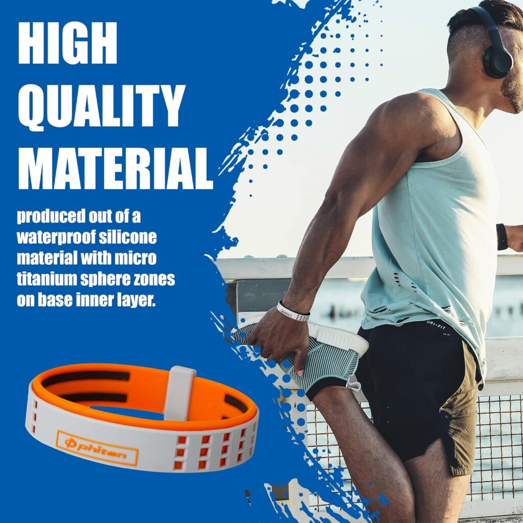 Phiten DUO Titanium Bracelet - Waterproof Sports Silicone Bracelet Wristband for Alternative Healing - Power Elastomer Zone with Micro Titanium Sphere