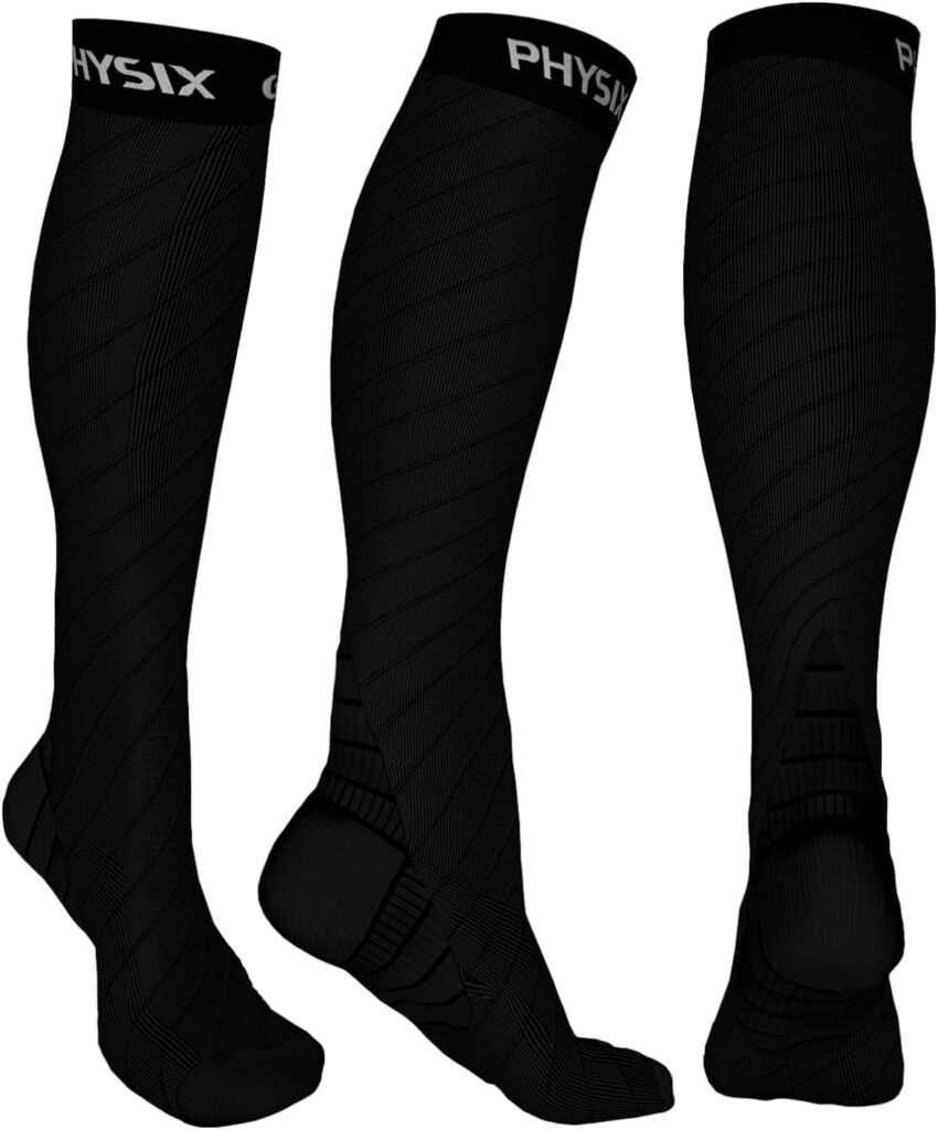Physix Gear Compression Socks for Men  Women 20-30 mmhg Graduated Athletic for Running Nurses Shin Splints Flight Travel