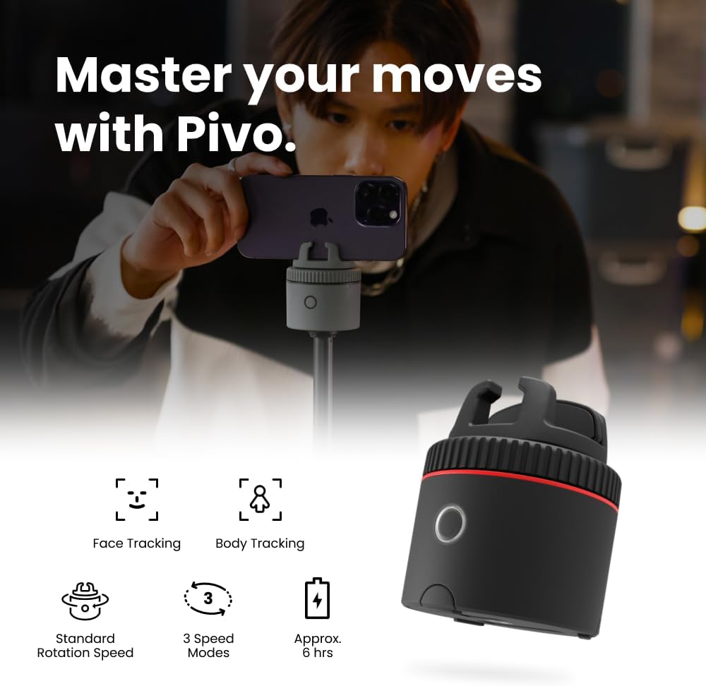 Pivo Pod Classic Auto Face Tracking Phone Holder, 360° Rotation, Content Creator Essentials for Fitness Tracker with Remote Control