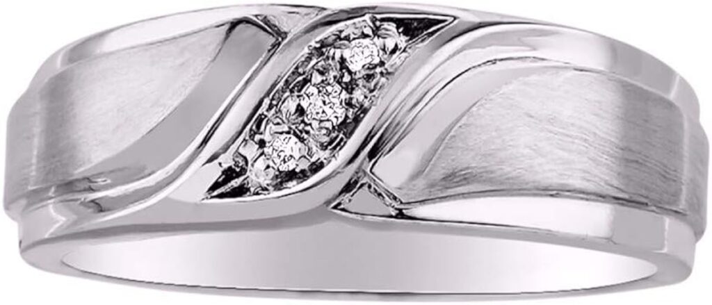 RYLOS His/Hers Wedding Band Rings with Diamonds Sterling Silver 925: Discover our exclusive Gold Rings collection for your special day. Available in sizes 6-13, celebrate your love with timeless elegance.