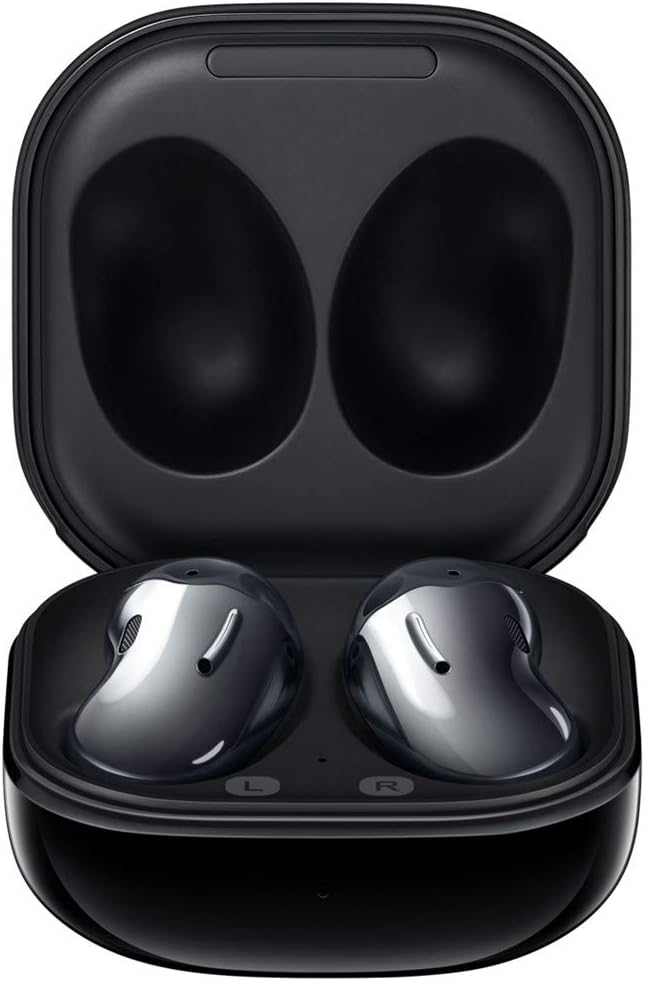 SAMSUNG Galaxy Buds Live ANC TWS Open Type Wireless Bluetooth 5.0 Earbuds for iOS and Android, 12mm Drivers, International Model - SM-R180 (BudsFast Wireless Charging Pad Bundle, Mystic Black)