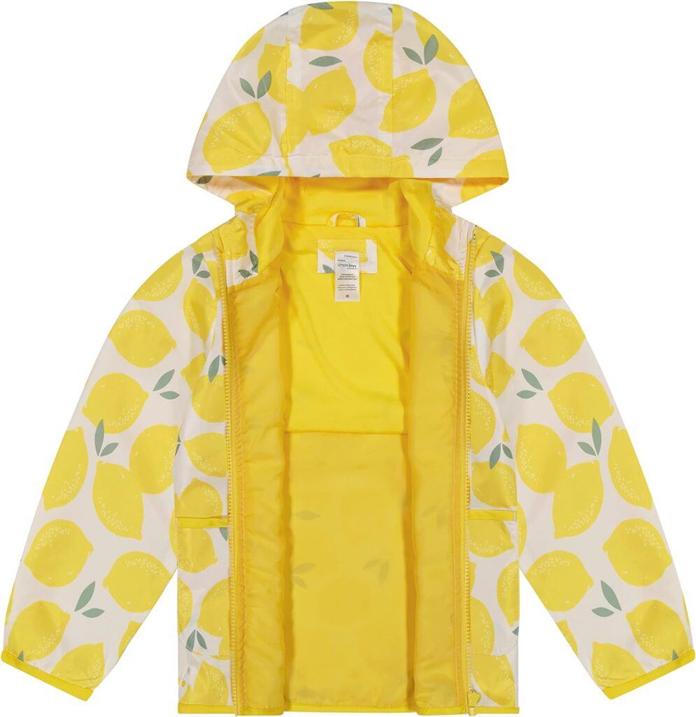 Simple Joys by Carters Girls Water-Resistant Rain Jacket with Hood, Blue, 4T