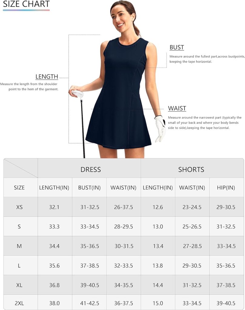Soothfeel Womens Tennis Golf Dress with Built in Shorts Sleeveless Workout Active Athletic Dress for Women with 4 Pockets
