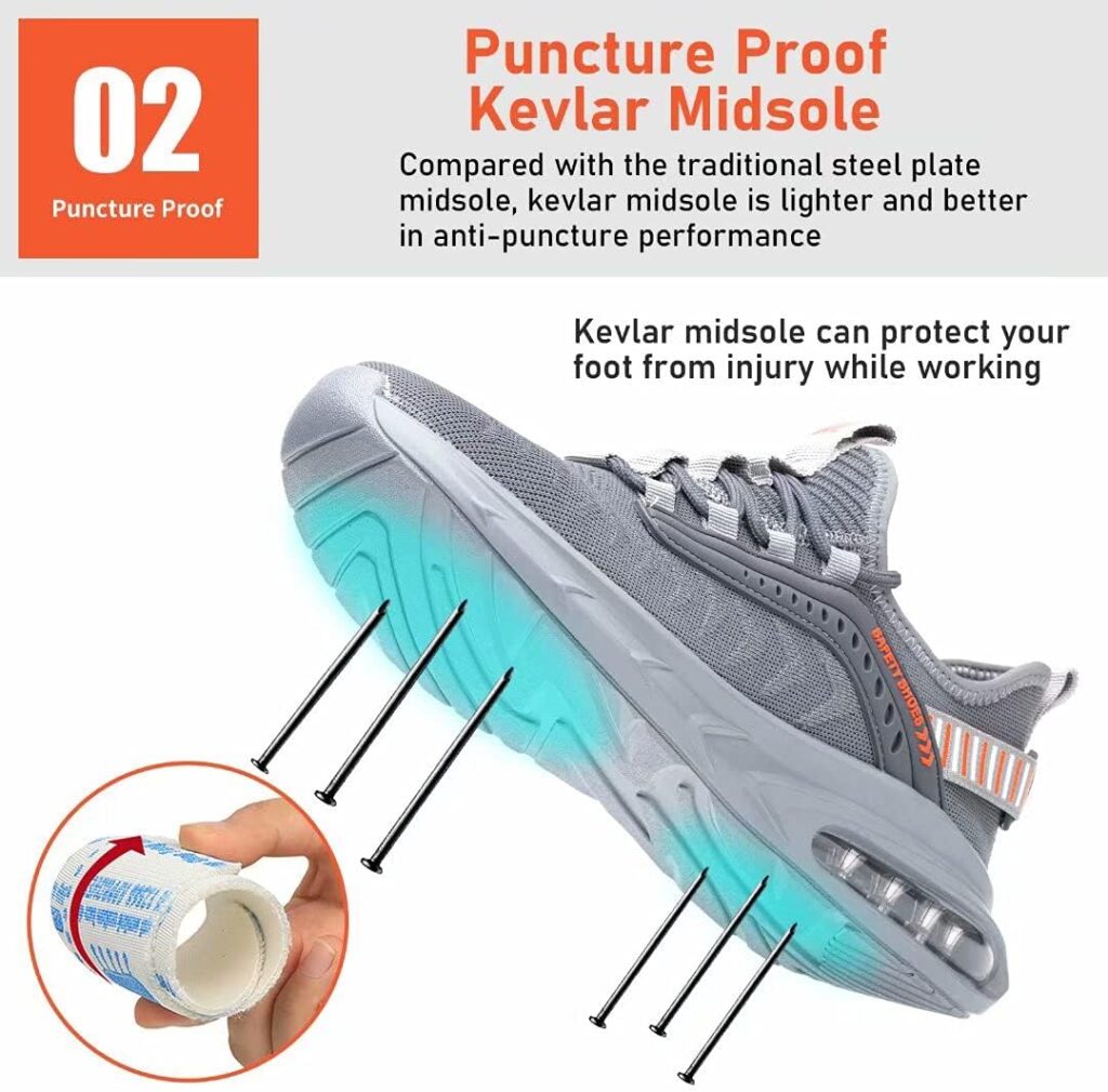 Steel Toe Shoes for Men Work Women Lightweight Air Cushion Sneakers Slip Resistant Safety Work Boots Indestructible Shoe