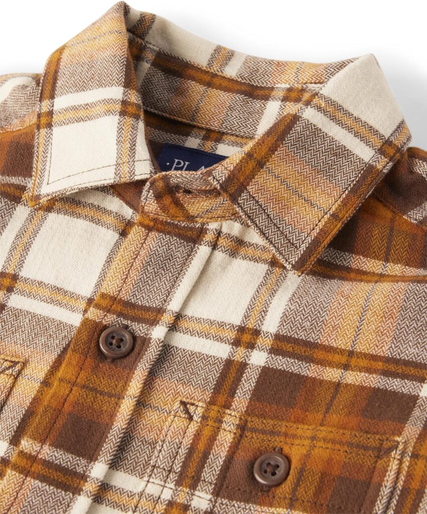 The Childrens Place Boys Long Sleeve Plaid Flannel Button Up Shirt