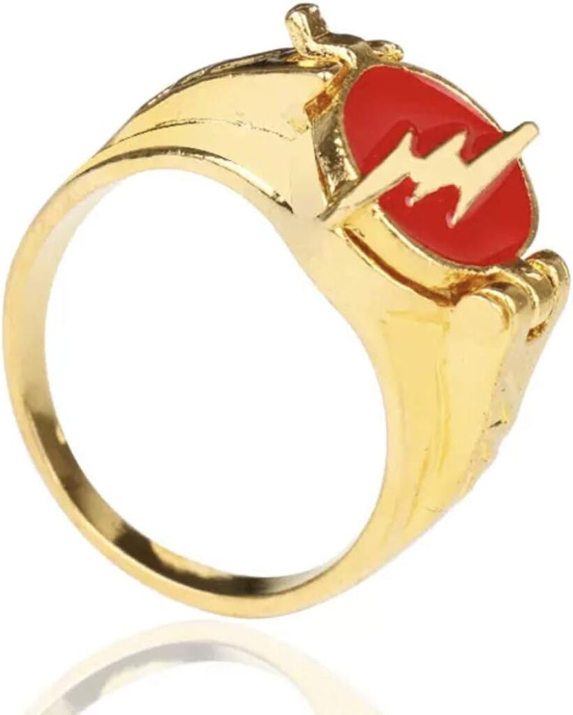 The Flash Lightening Bolt Logo Red Ring Fastest Man Alive Cosplay Accessory