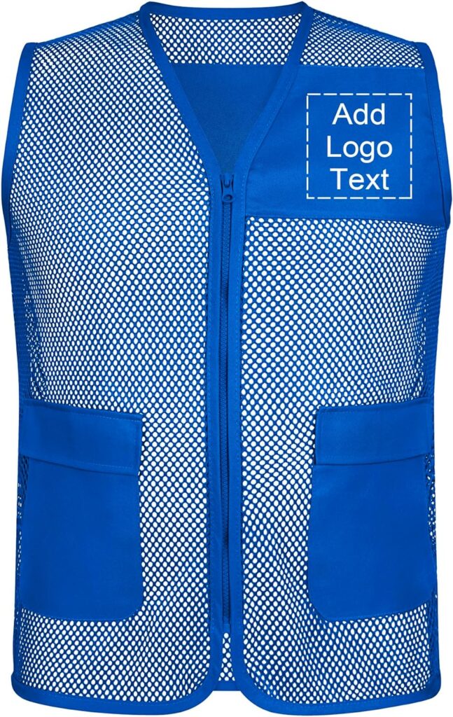 TOPTIE Custom Unisex Mesh Volunteer Vest Add Text Logo on Activity Team or Supermarket with Zipper  Pocket