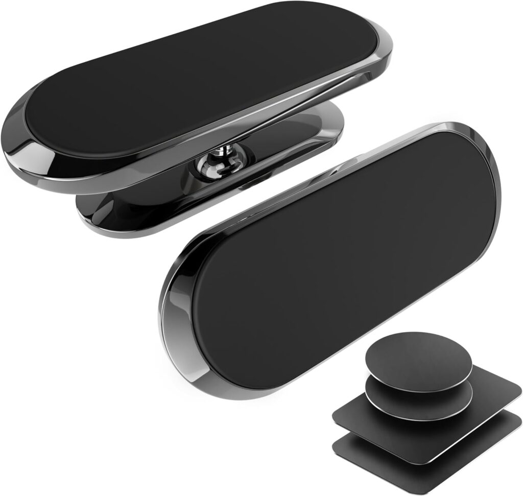 TTC [ 2 Pack ] Magnetic Phone Mount for Car, [ Magnet N52 8pcs ] [ Super Strong Magnet ] [ 4 Metal Plates ] Phone Holder for Car, for iPhone, Samsung, Fit All Smartphones  Tablets-2Pack