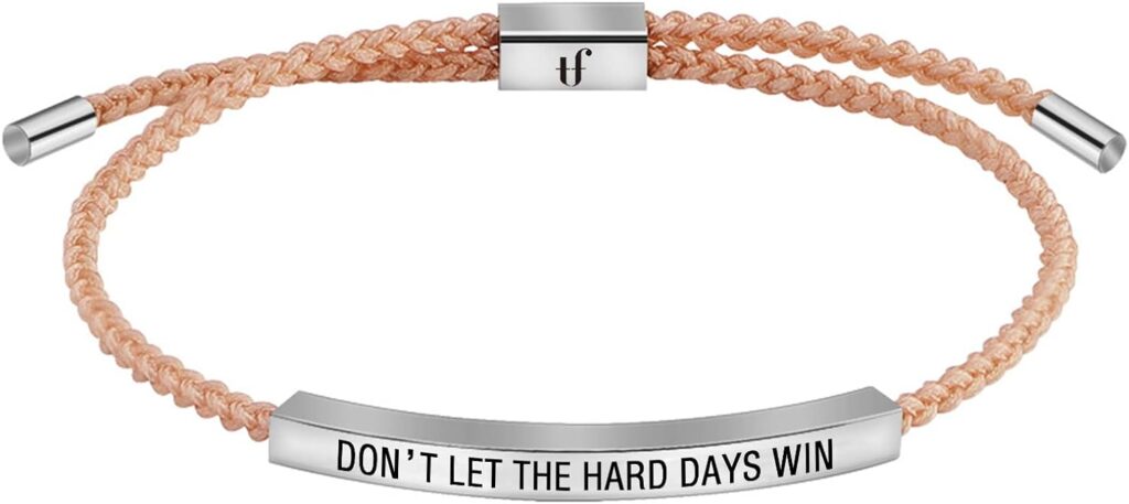 Tyniffer Dont Let The Hard Days Win Bracelet for Women Men Handmade Braided Adjustable Wrap Stainless Steel Tube Inspirational Bracelets Gifts for Daughter/Sister/Friends/Teen Girls Jewelry