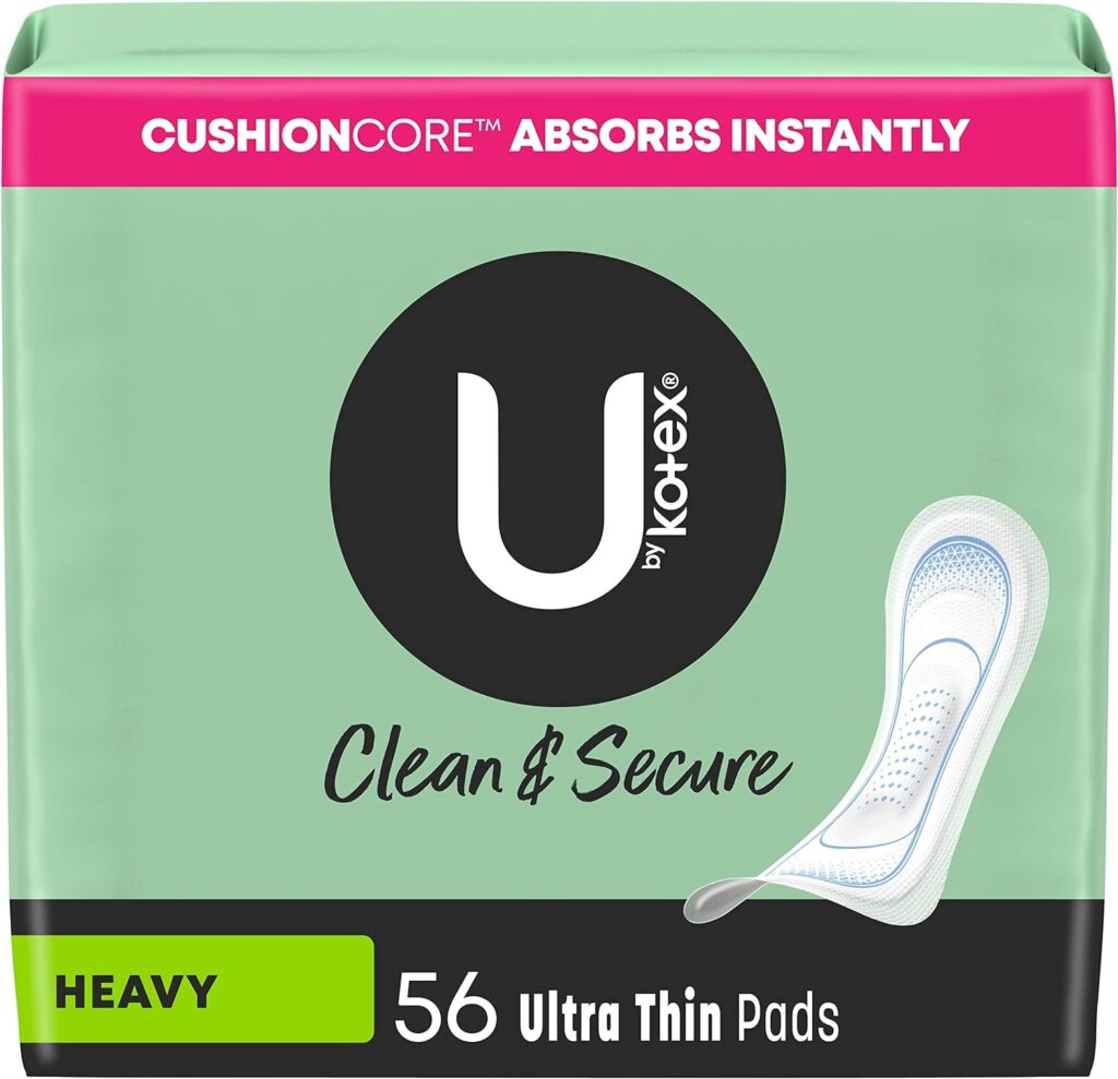 U by Kotex Clean  Secure Ultra Thin Pads, Heavy Absorbency, 56 Count