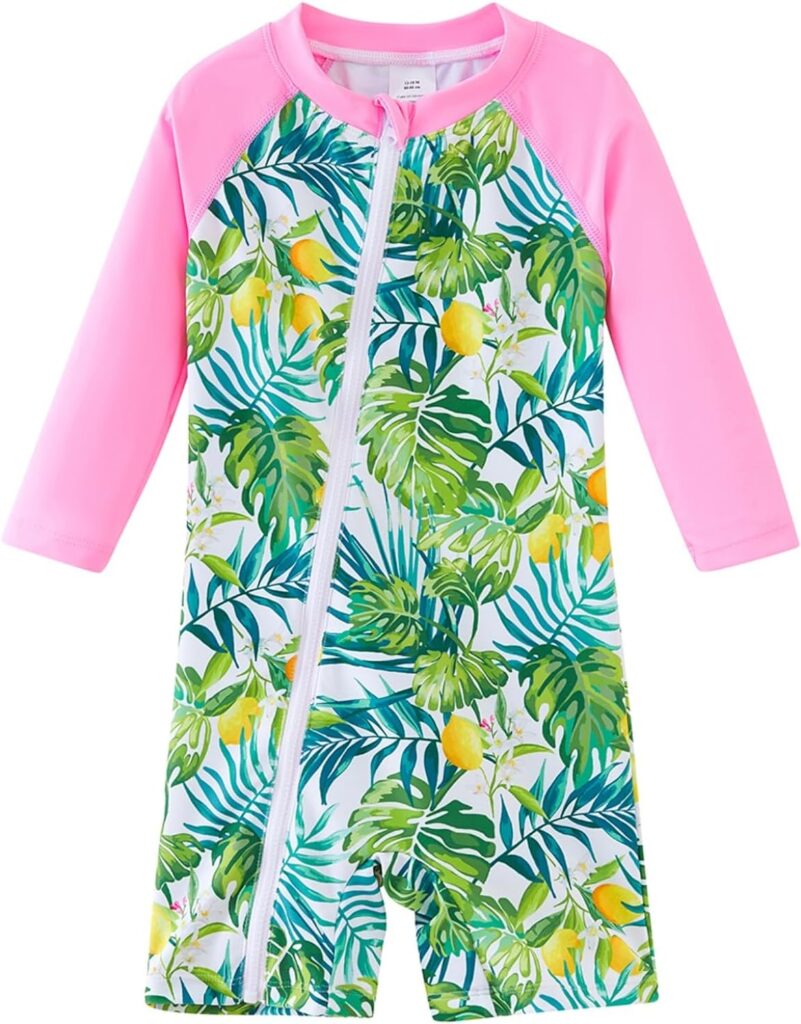 UMELOK Baby Girls One Piece Swimsuit Full Zip UPF 50+ Sun Protection Swimwear Rash Guard Swim Suit