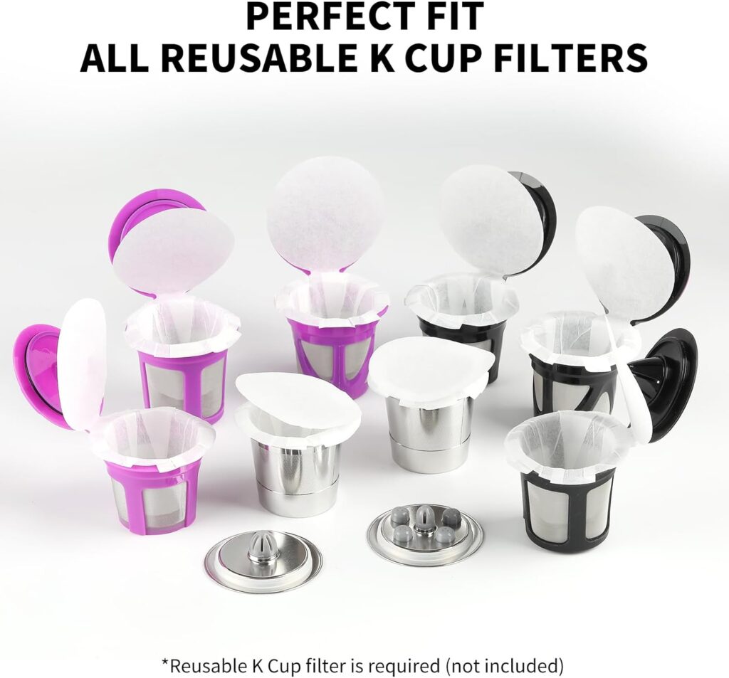 100 Count Fanativita K Cup Filters Disposable with Genius Lid Design, Fit All Reusable K Cups for Keurig (Unbleached)