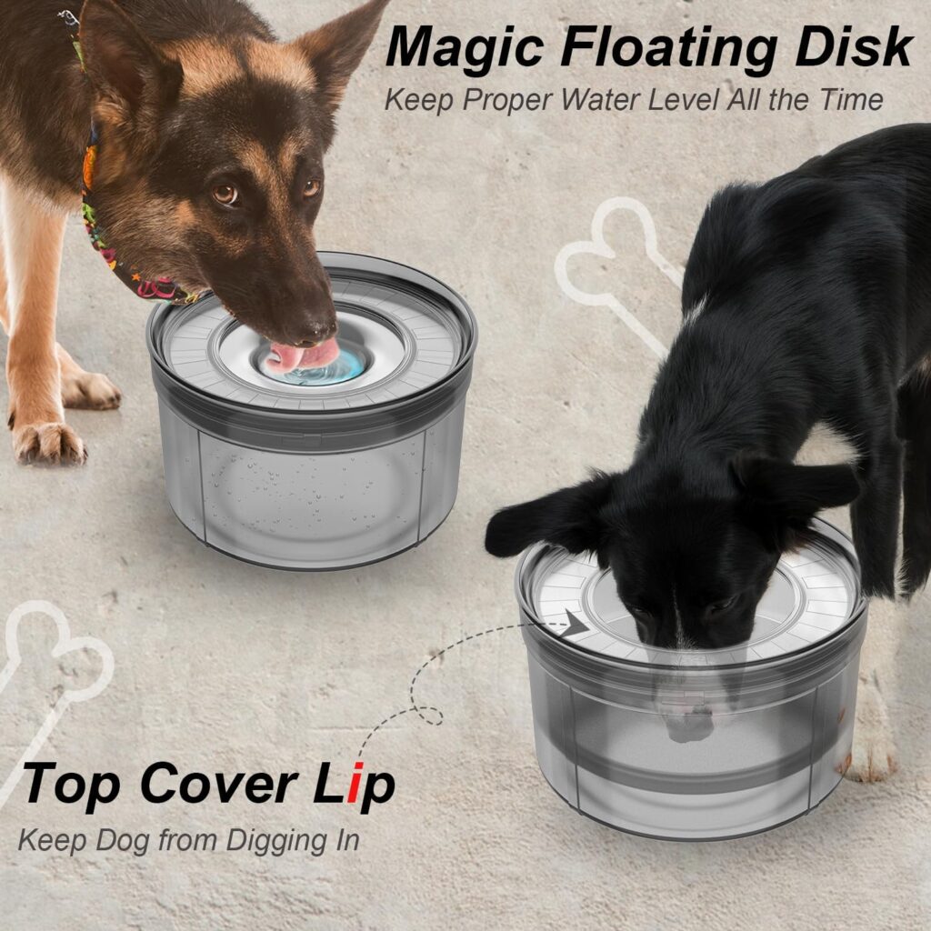 1Gallon Dog Water Bowl No Spill, Spill Proof Dog Bowl BPA-Free, 3.8L/128oz Large Capacity, No Splash Water Bowl with Non-Slip Base, Slow Water Bowl for Messy Drinkers [Anti Digging Lip]