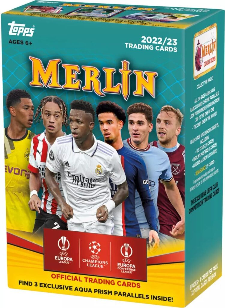 2022-2023 Topps Merlin Chrome UEFA Champions Soccer Card Blaster Box - 32 Soccer Cards per Blaster Box