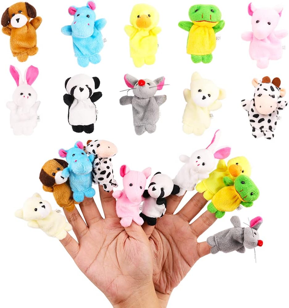 20Pcs Finger Puppets Set - Soft Plush Animals Finger Puppet Toys for Kids, Mini Plush Figures Toy Assortment for Boys  Girls, Party Favors for Shows, Playtime, Schools