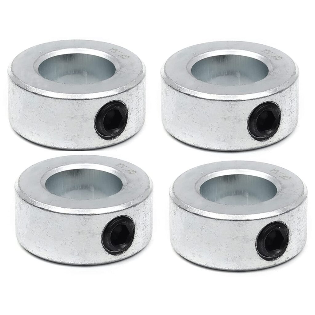 (4-Pack) 3/4” Bore Solid Steel Shaft Collars with Zinc Plated Coating - Durable Shaft Collars Suitable for Machinery and Industrial Use