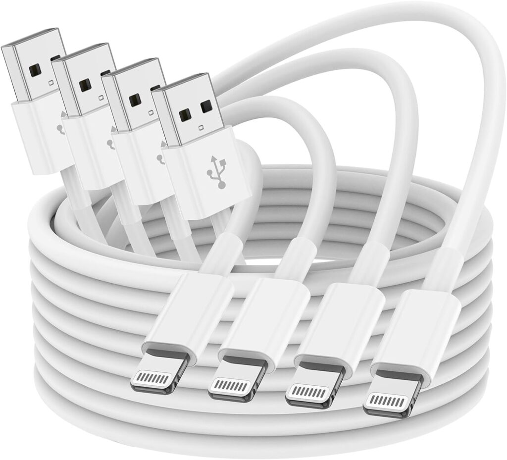 4Pack iPhone Charger Cord 6ft, [Apple Mfi Certified] Apple Charging Cable, Lightning Cable to USB Compatible with iPhone 14 13 12 11 Pro Max XR XS X 8 7 6 Plus SE 5S iPad and More - White