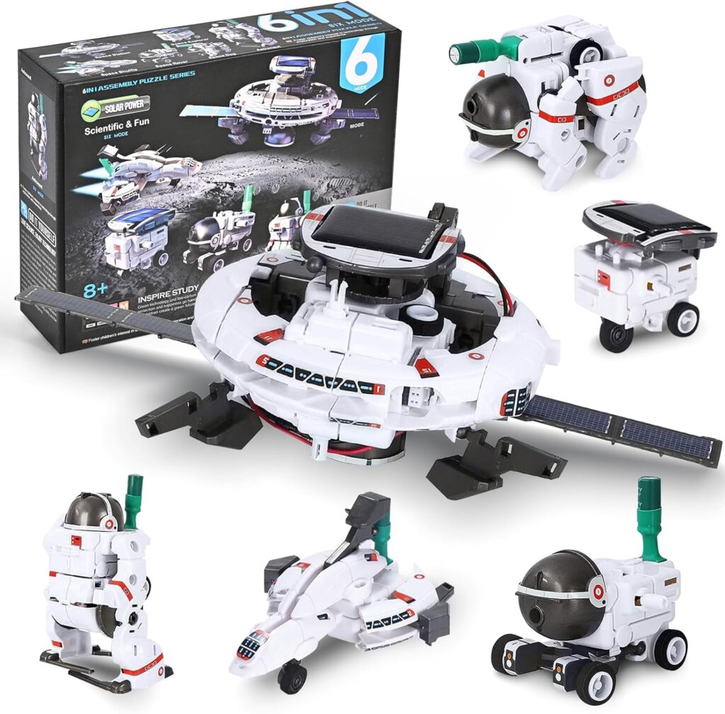 6-in-1 STEM Projects Games for Kids Ages 8-12，DIY Solar Robot Kit Space Stem Toys, Science Kits Building Toys，Learning  Education Toys for Christmas or Birthday Gifts.