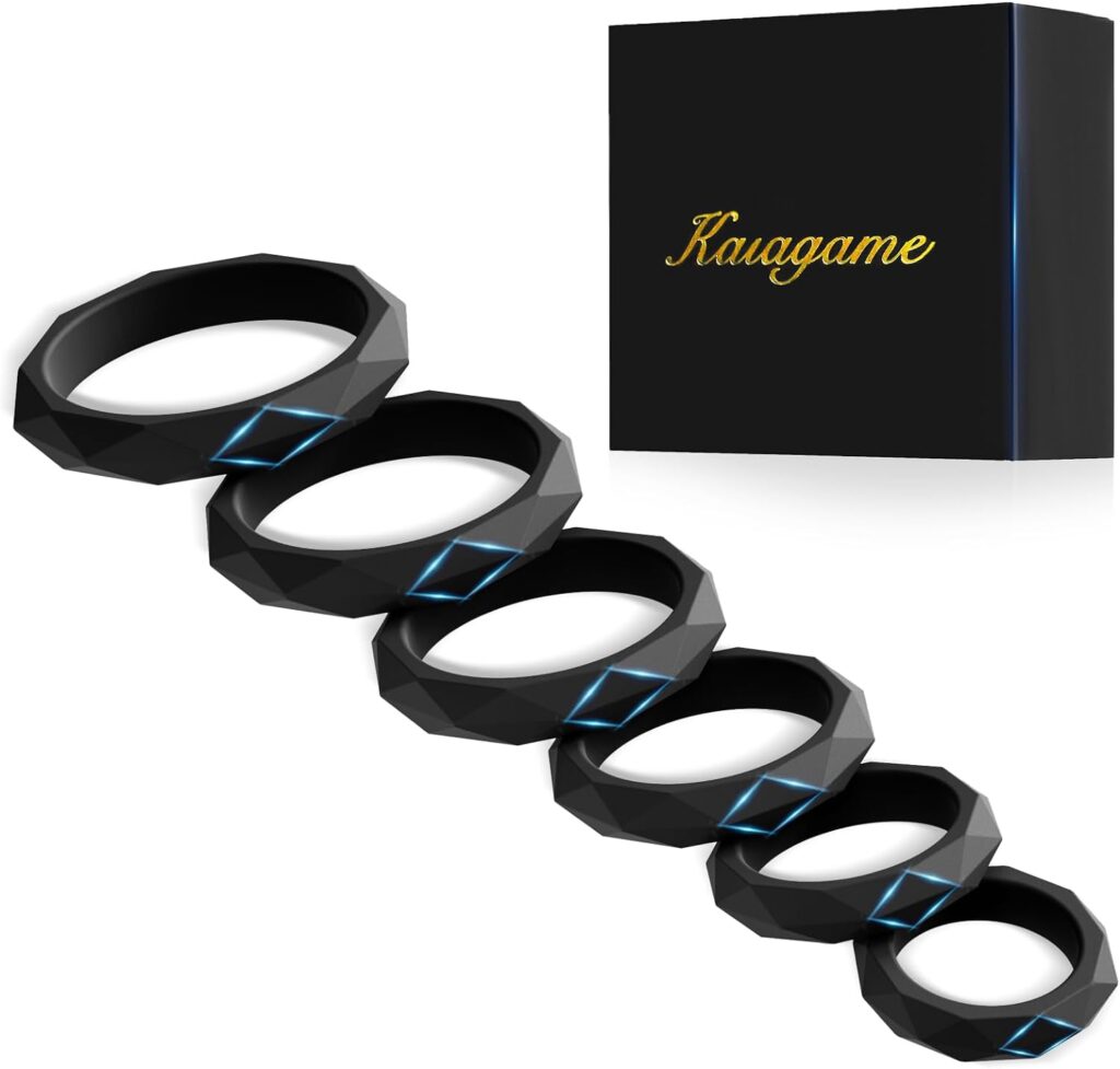 6 Sizes Penis Ring Silicone Cock Rings for Men Erection Sex Aids, Cockring Cock Sexual Stimulation Device Pleasure Ring for Men, Cock and Ball Ring Sexual Ring, Adult Sex Toys Anillo Para Pene (Black)