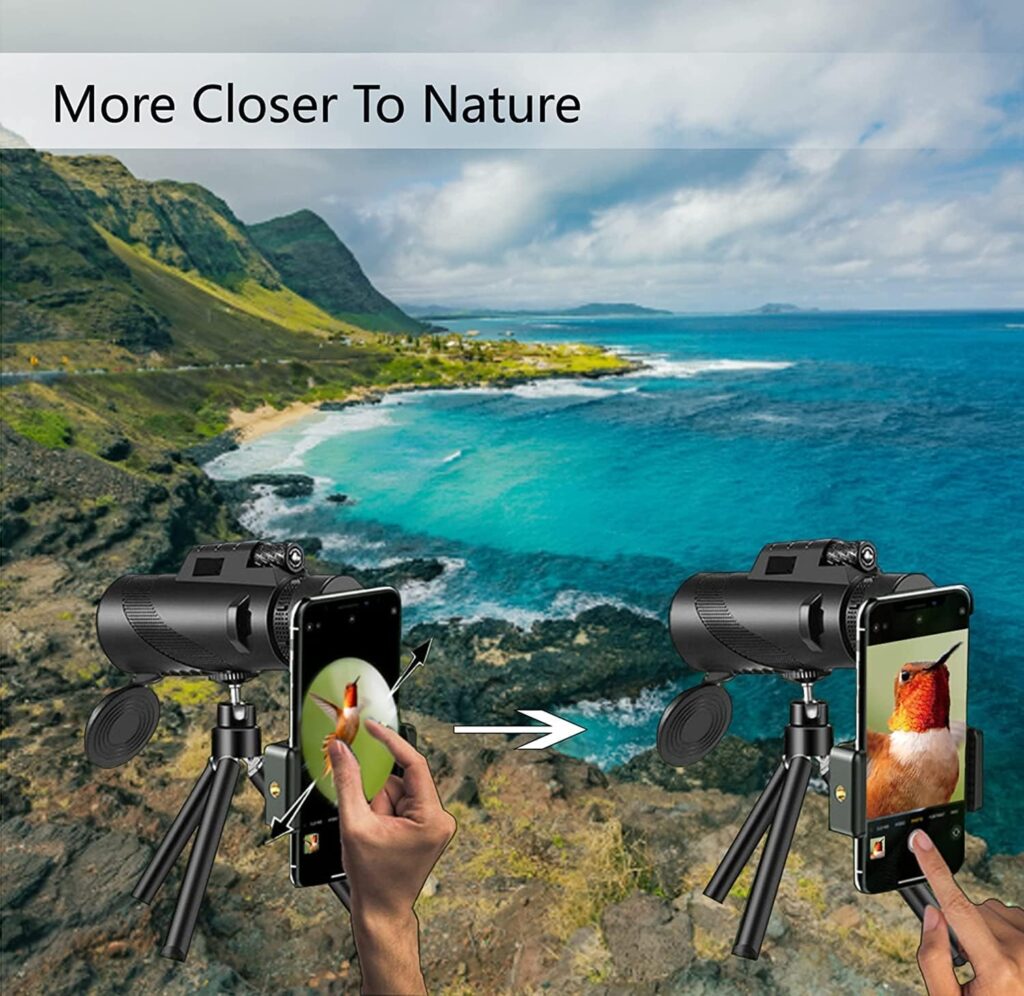 80x100 Monocular-Telescope for Adults High Powered Compact Monoculars with Smartphone Holder  Tripod, BAK4 Prism FMC Lens for Stargazing Hunting Hiking Travel Bird Watching Camping Wildlife Scenery
