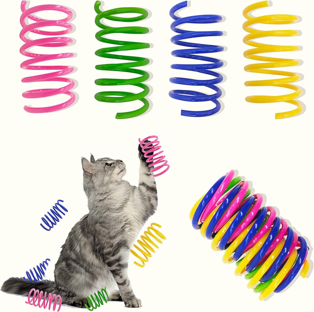 AGYM Cat Toys, 30 Pack Cat Spring Toys for Indoor Cats, Colorful  Durable Plastic Spring Coils Attract Cats to Swat, Bite, Hunt, Interactive Toys for Cats and Kittens