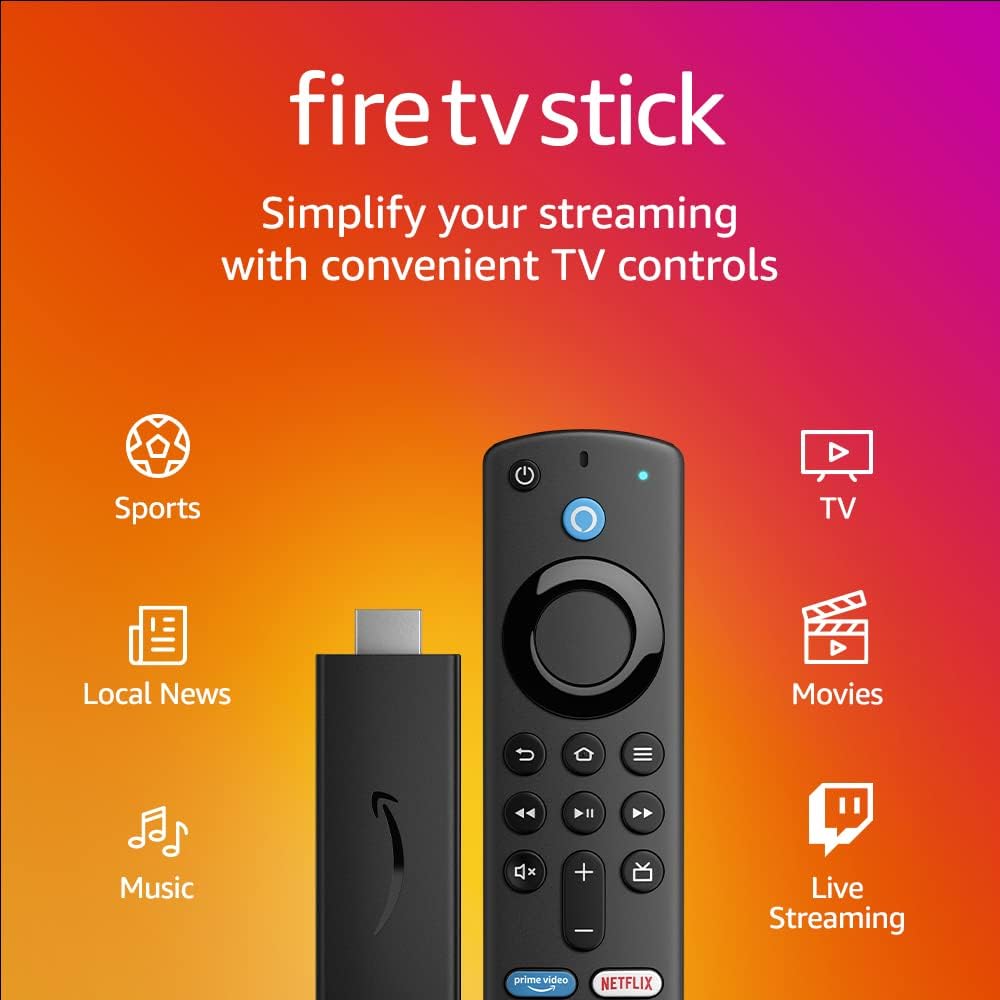 Amazon Fire TV Stick with Alexa Voice Remote (includes TV controls), free  live TV without cable or satellite, HD streaming device